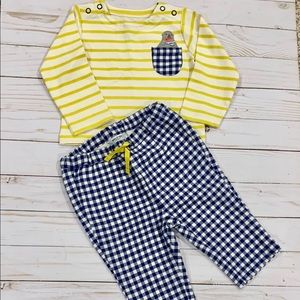 Baby Boden 2 Piece Gingham Pant Set 3-6m NWT